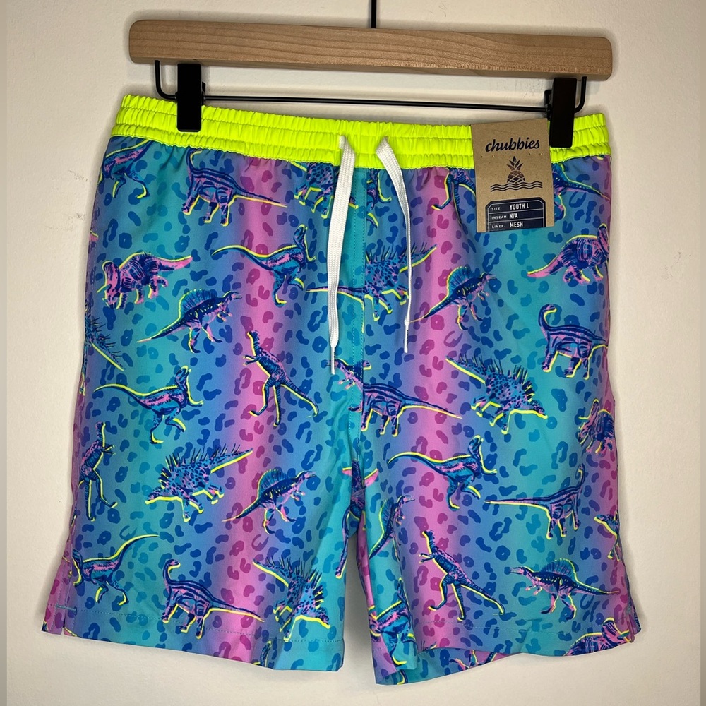 Chubbies NWT Youth Large Dinosaur Swim Trunks